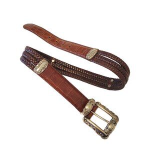 Brighton Leather Braided Croc Embossed Concho Belt
